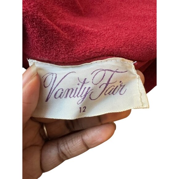 Vintage Vanity Fair Burgundy Velvet Robe With White Collar Size 12 - Picture 3 of 11
